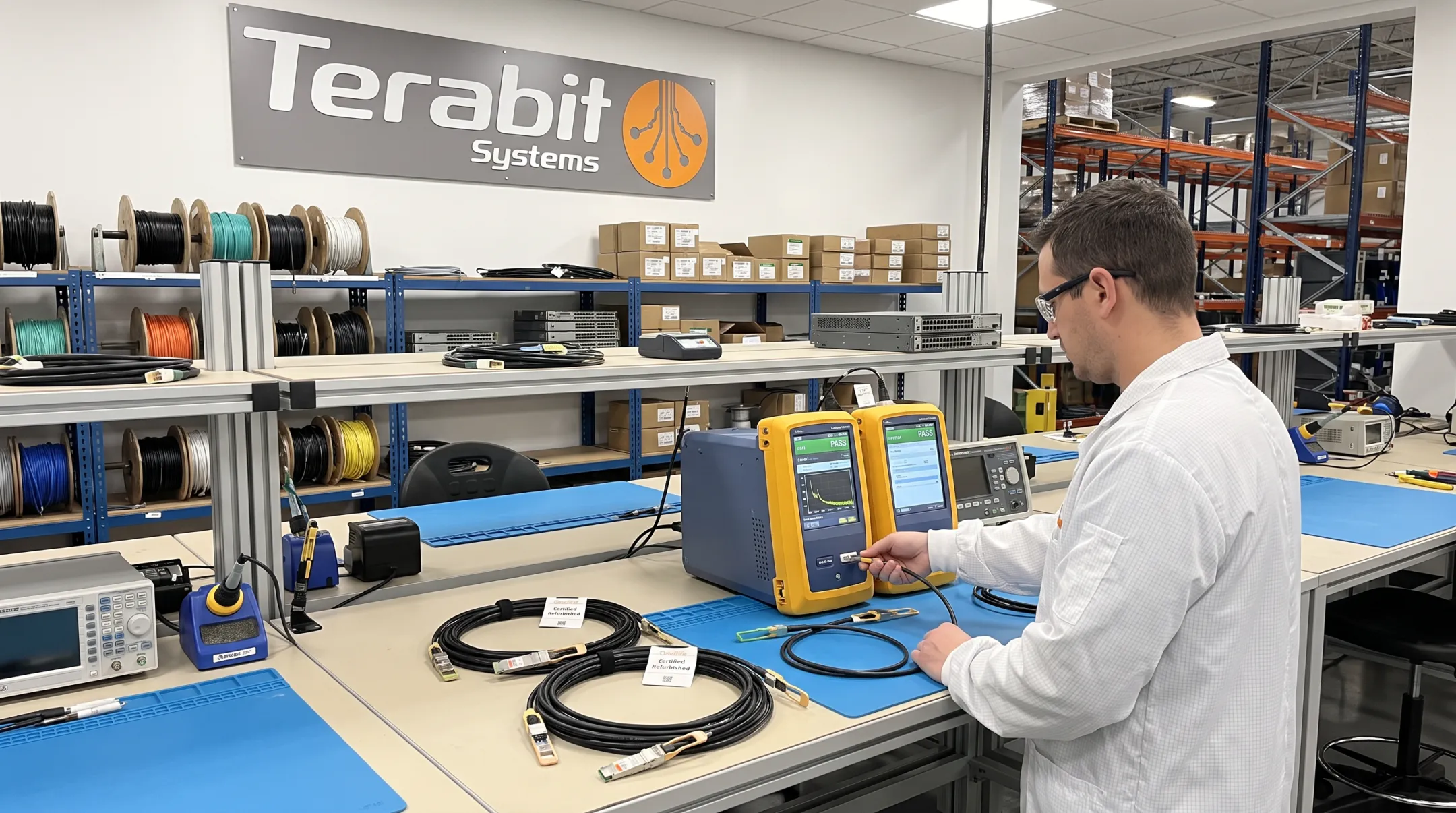 Terabit Systems certified refurbished QSFP breakout cable quality testing process