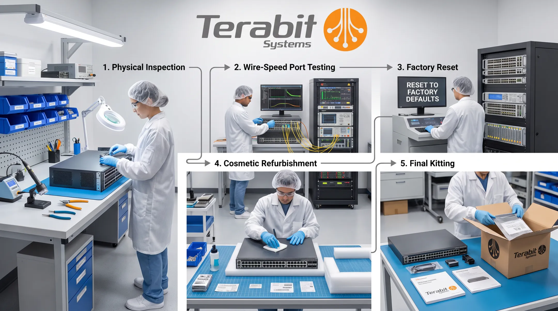 Five-step refurbished switch quality assurance testing process