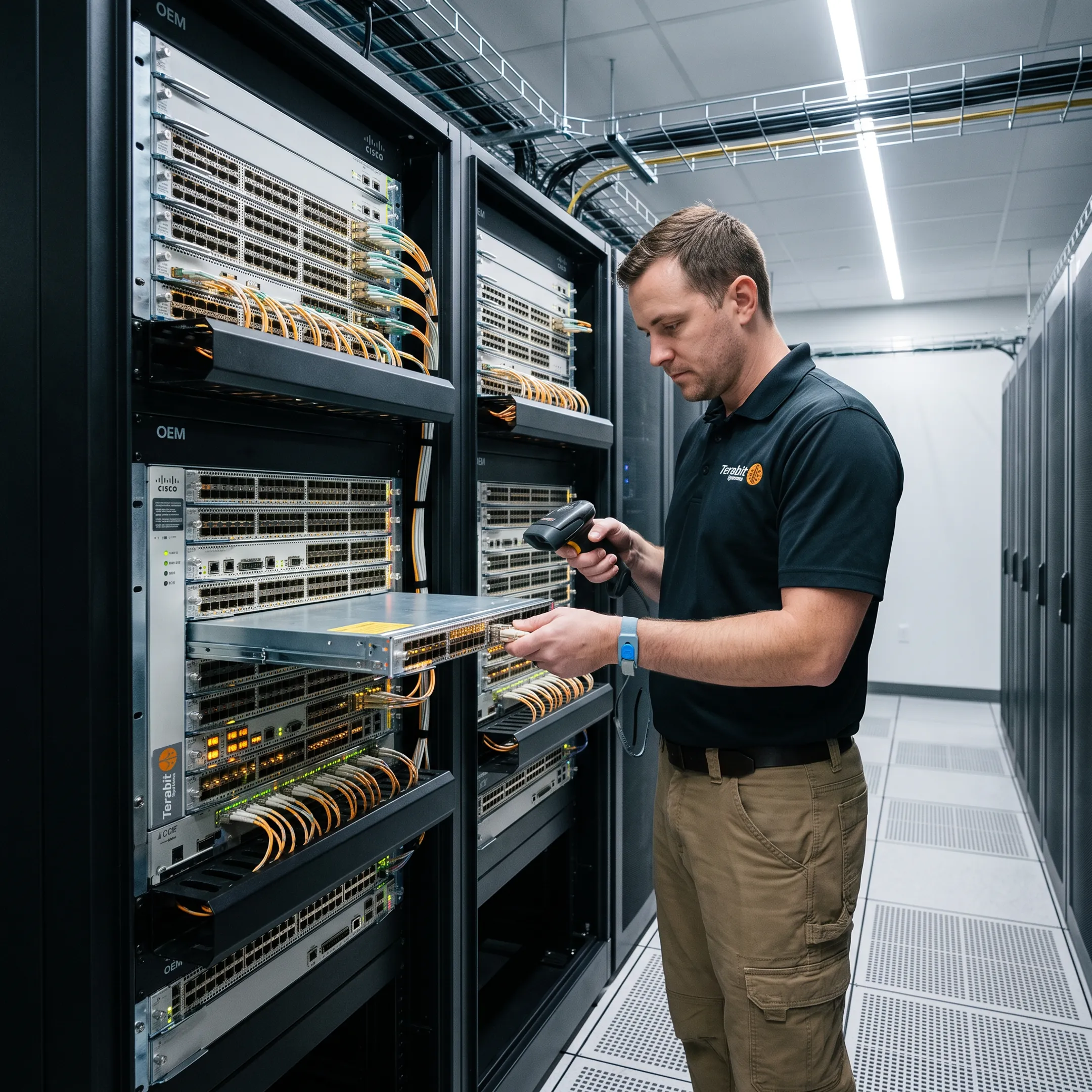 Arista switches in a data center server rack