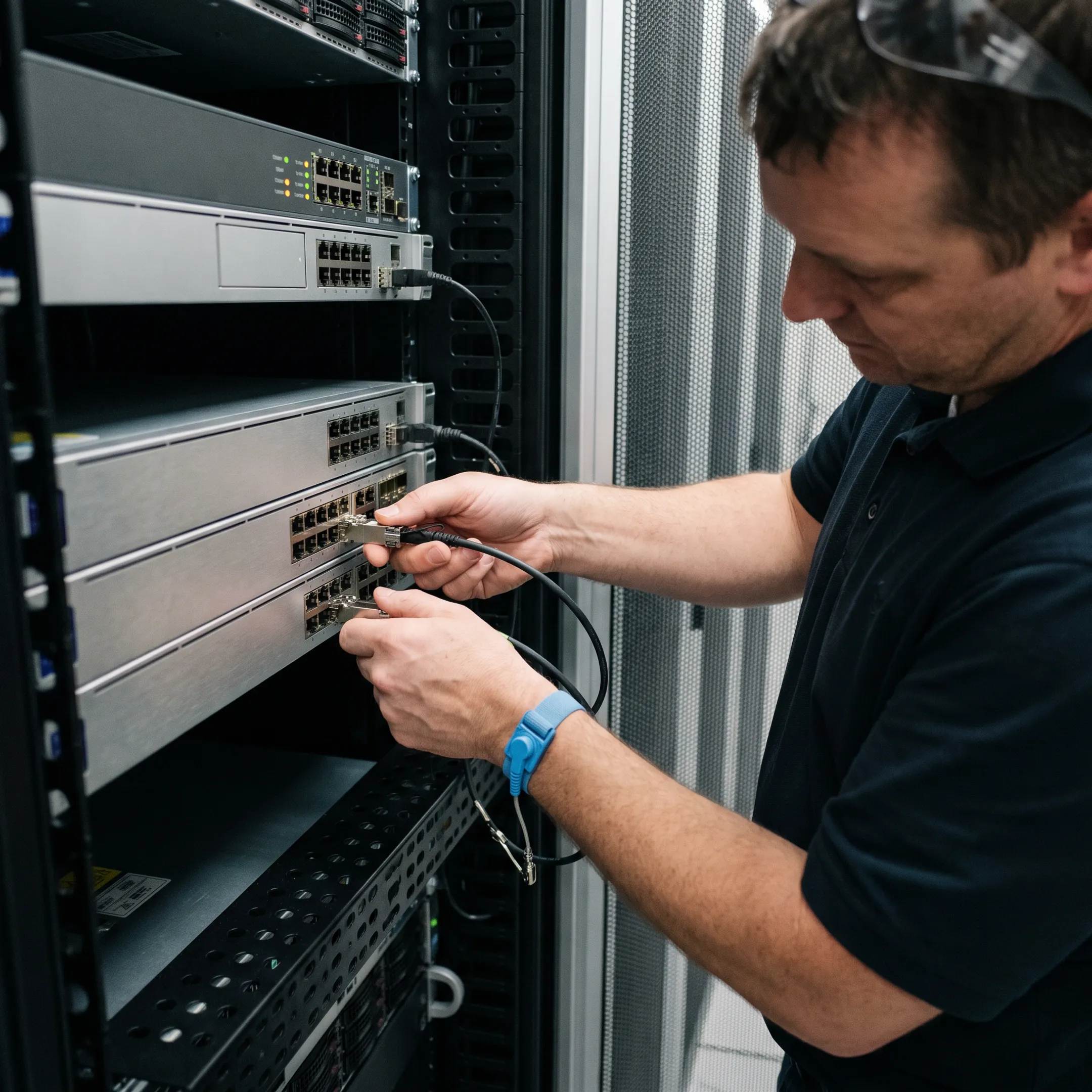 Data centre SFP+ DAC cable installation