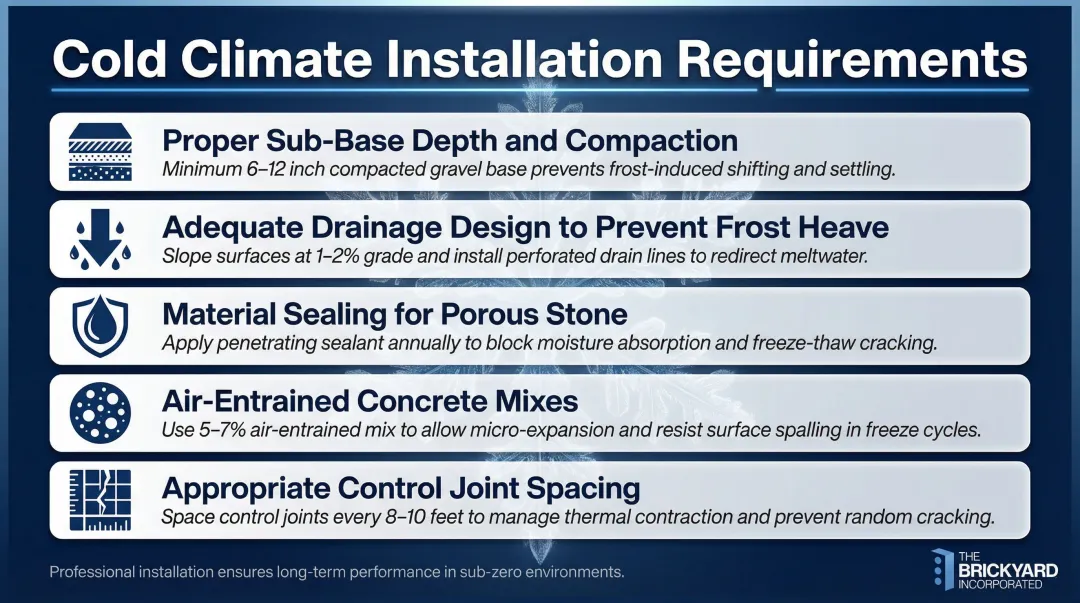 Five cold climate hardscape installation requirements for Wisconsin freeze-thaw resistance