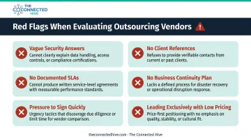 Six vendor red flags warning signs checklist infographic for outsourcing evaluation