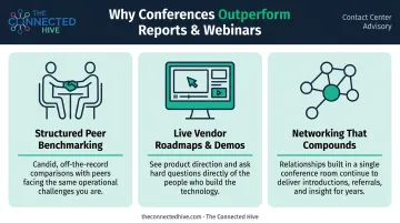 Three core benefits of attending call center conferences in 2026 infographic