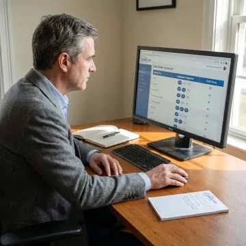 Consultant reviewing multilingual call center partner options
