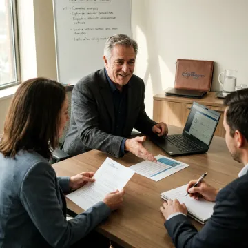 Consultant reviewing contact center vendor options