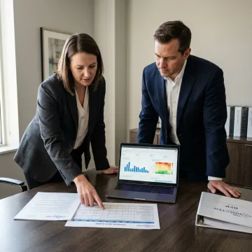Consultants reviewing offshore contact center strategy