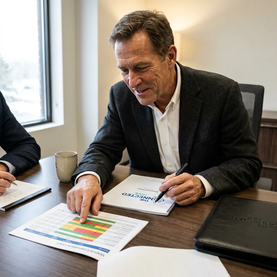 Consultant comparing outsourcing provider options