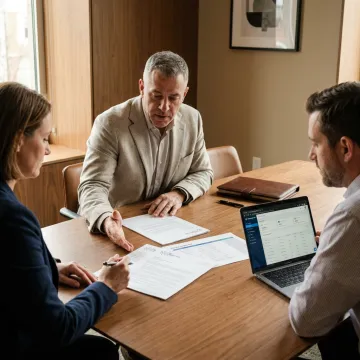Consultant reviewing call center vendor selection process