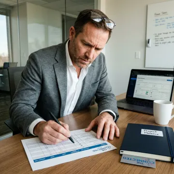 Consultant reviewing call center partner options