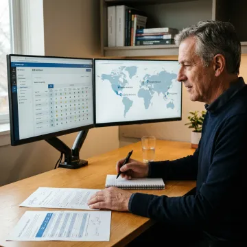 Consultant reviewing offshore contact center partner options