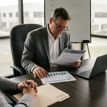 Consultant reviewing contact center vendor options