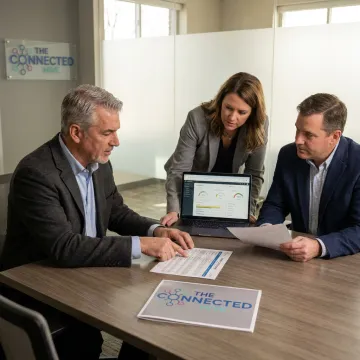 Advisor reviewing call center outsourcing strategy