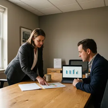 Consultants reviewing outsourced help desk partner options