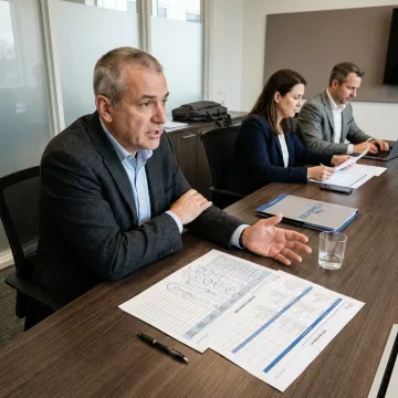 Consultant reviewing BPO vendor selection workflow