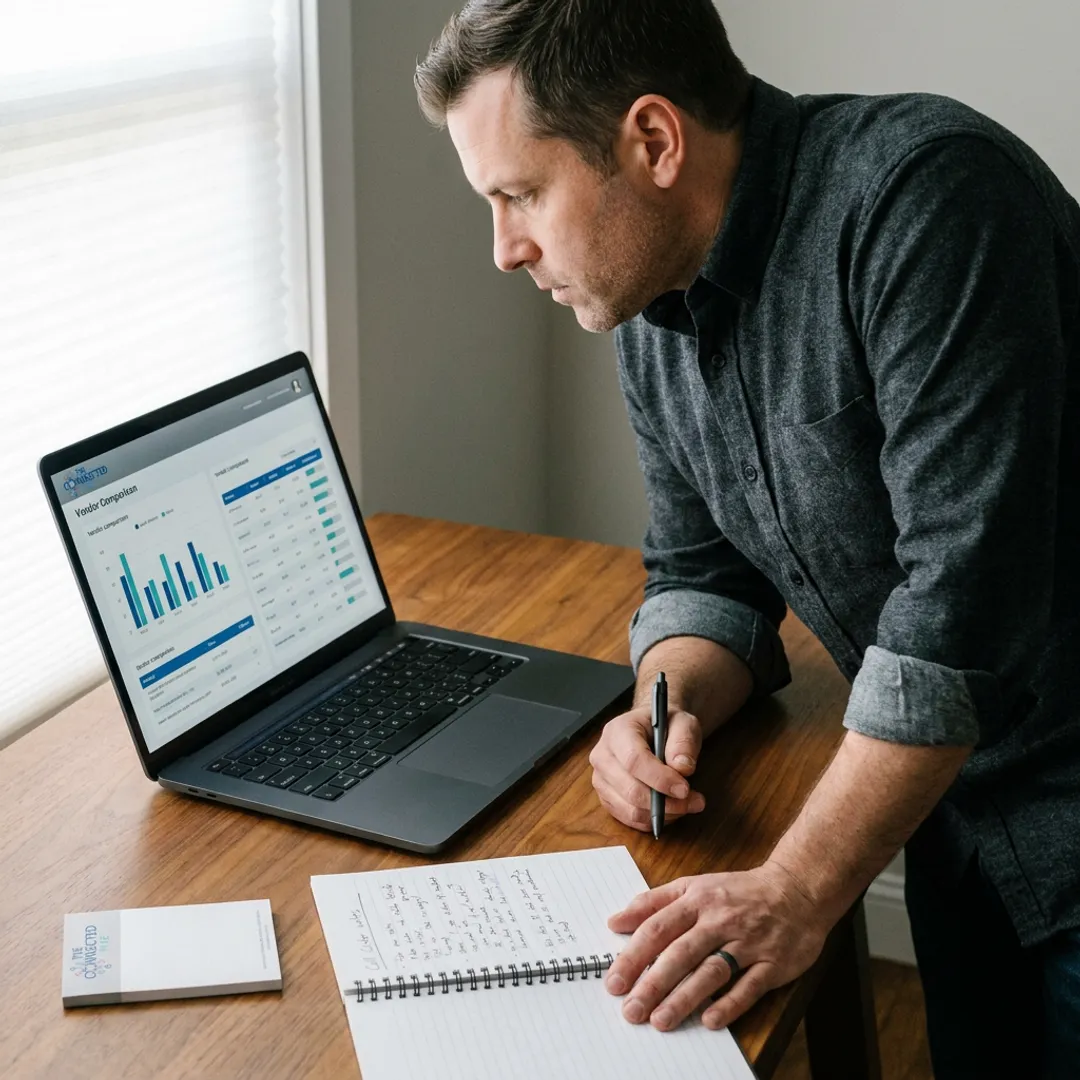 Consultant reviewing outbound sales partner options