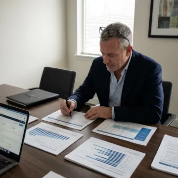 Consultant reviewing outbound call center vendor options