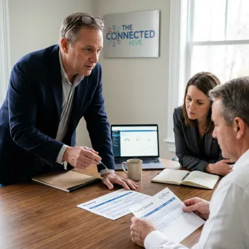 Consultant reviewing call center partner selection plan