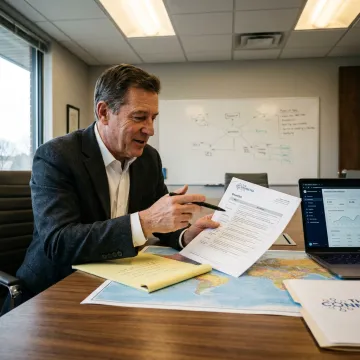 Consultant reviewing global call centre partner options
