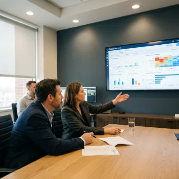 Enterprise CX team reviewing contact center dashboards