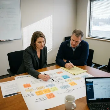 Team planning AI outbound call workflow