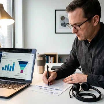 Consultant reviewing outbound calling workflow