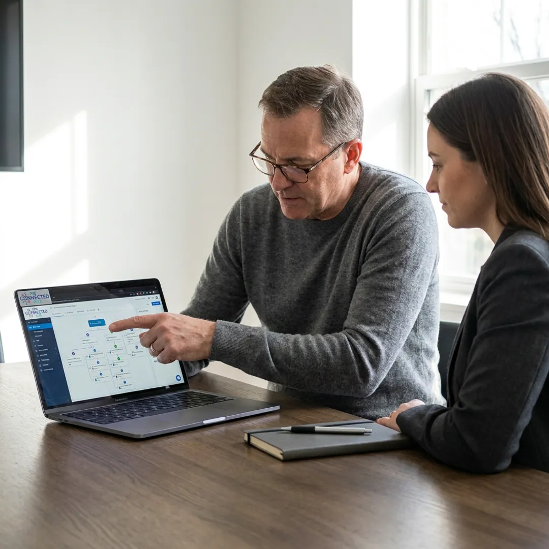 Consultant planning AI receptionist workflows