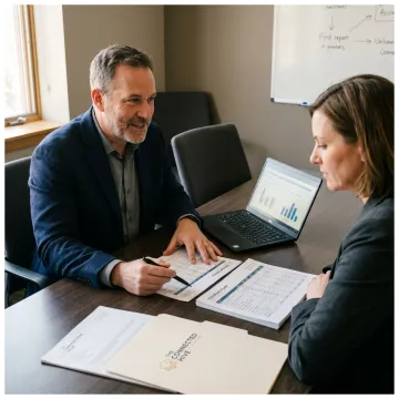 Consultant reviewing contact center partner options