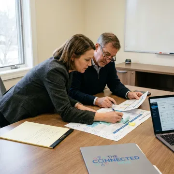 Consultants mapping a customer experience improvement process