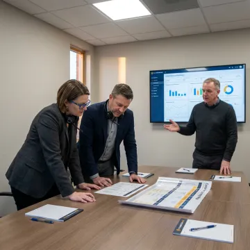 Customer service consulting team reviewing contact center strategy