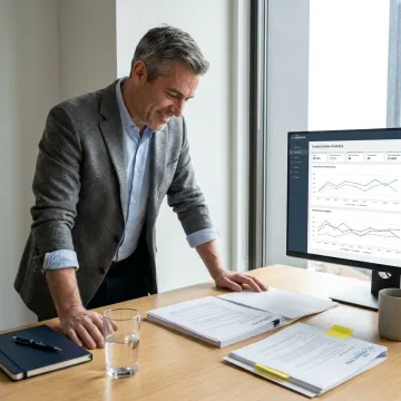 Consultant reviewing call center outsourcing options