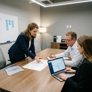 Insurance operations team reviewing conversational AI workflow
