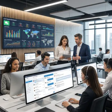 Global contact center team supporting customers
