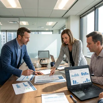 Consultants reviewing contact center strategy