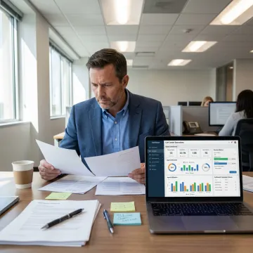 Consultant reviewing outbound call center vendor options