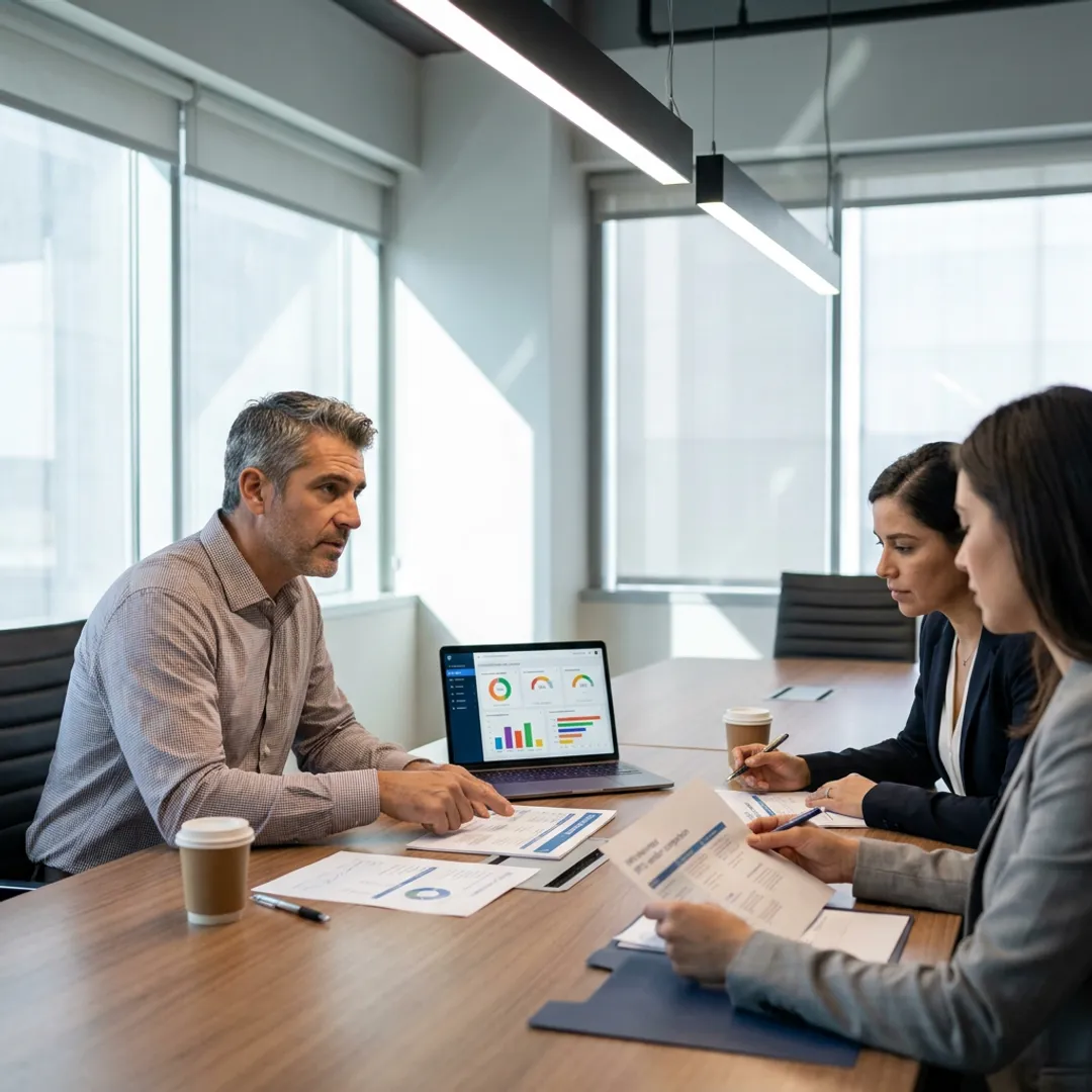 Call center consultant advising business leaders