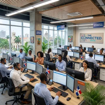Modern Santo Domingo call center agents providing customer support