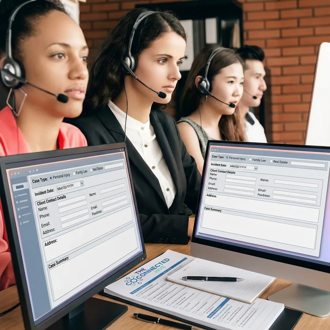 Legal intake call center team assisting law firm callers