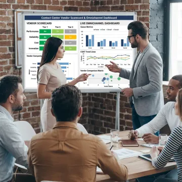 Enterprise team reviewing call center outsourcing partners