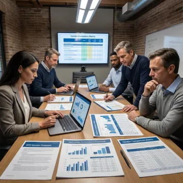Consultants reviewing BPO vendor proposals