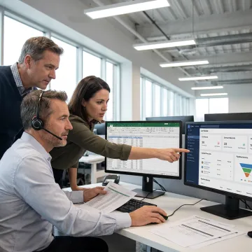 Outbound sales team reviewing prospecting campaign results
