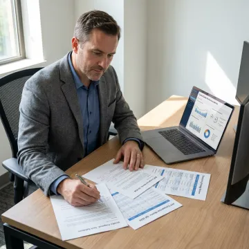 Consultant reviewing contact center outsourcing options