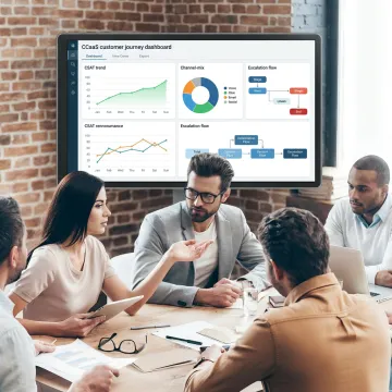 Customer experience strategy meeting in a modern office