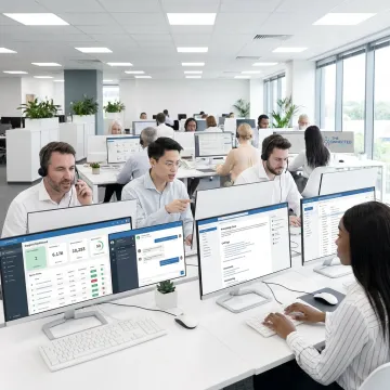Professional call center agents supporting customers