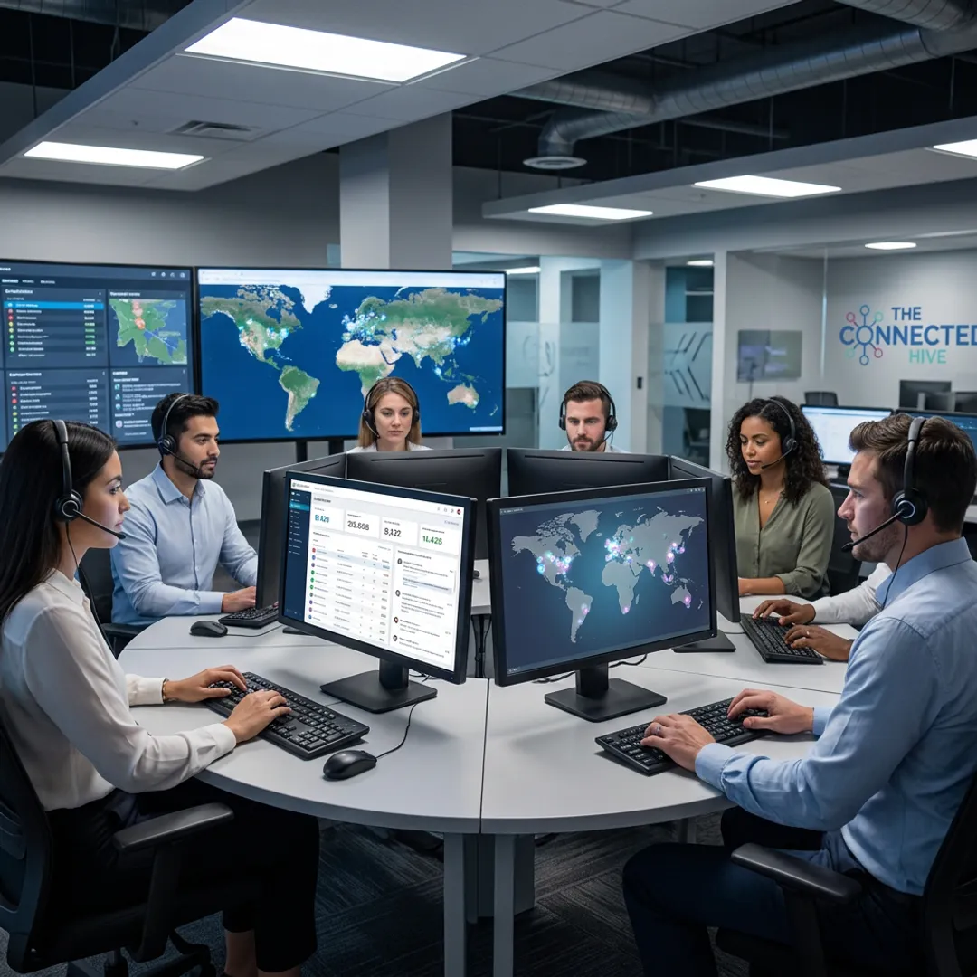 Global offshore contact center team supporting customers