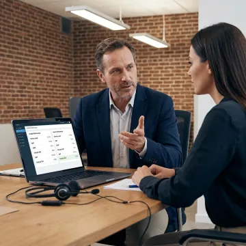 Call center outsourcing advisor reviewing vendor options