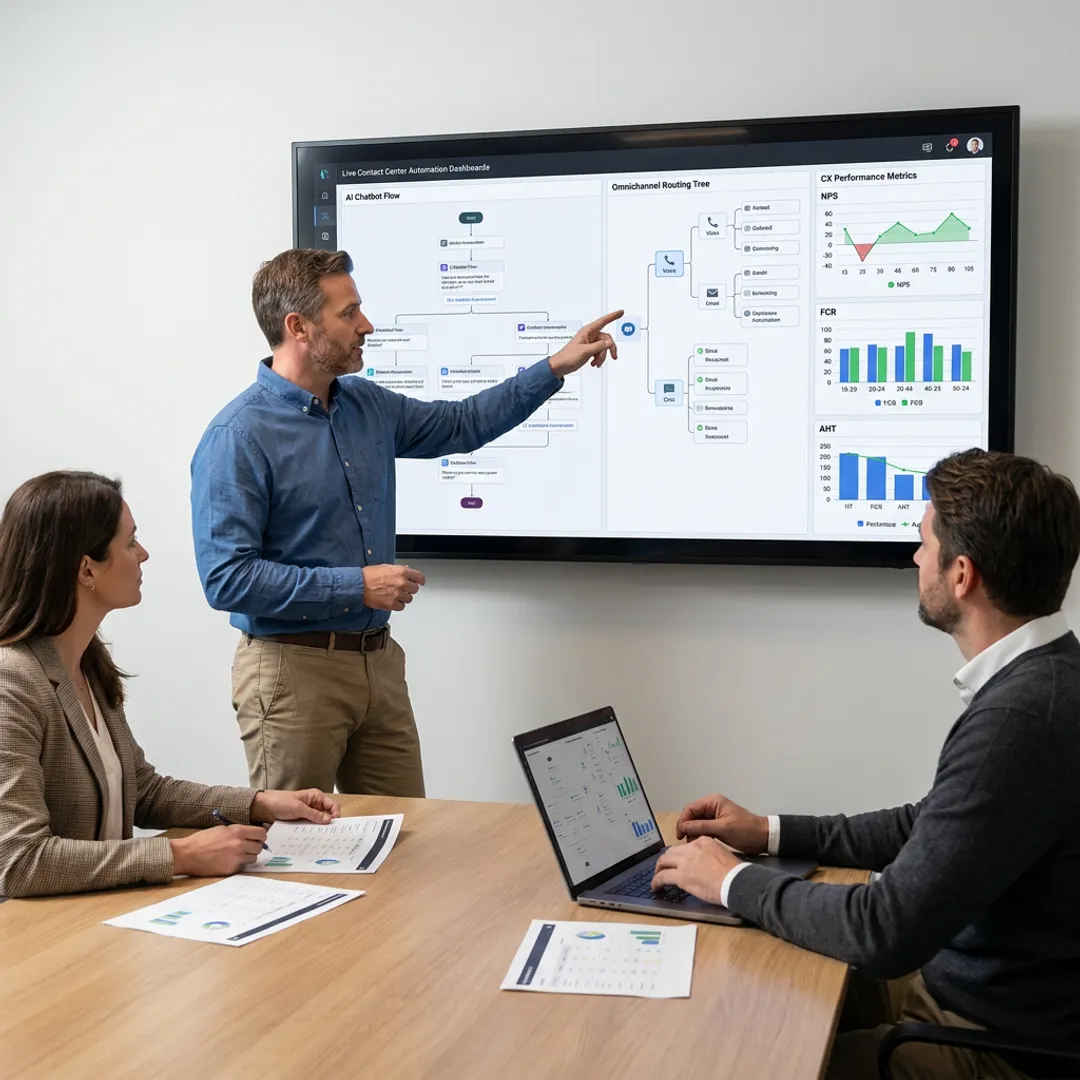 Automation consulting meeting for contact center technology