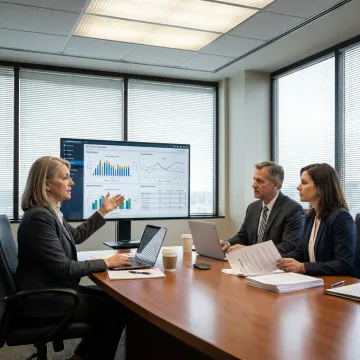 Call center outsourcing advisor meeting with business leaders