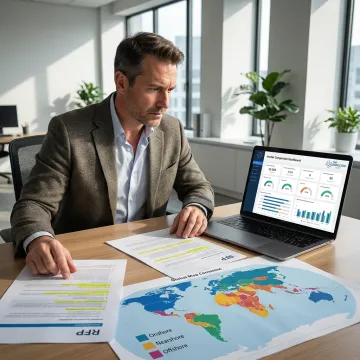 Consultant reviewing offshore contact center partner options