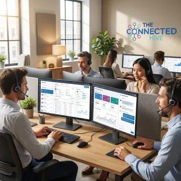 Modern call center team using advanced customer support technology