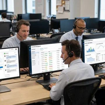 Restaurant call center agents managing customer orders